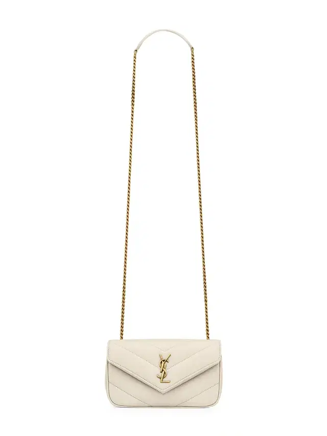 Saint Laurent Women's Loulou Mini Bag in Lambskin Leather - Blanc Vintage