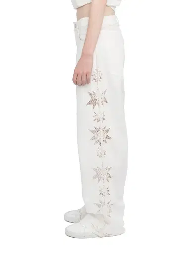Zadig & Voltaire Women's Elfy Cotton-Linen Embroidered Wide-Leg Pants - Judo - Size XL | Thumbnail 4