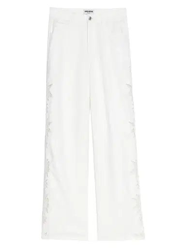 Zadig & Voltaire Women's Elfy Cotton-Linen Embroidered Wide-Leg Pants - Judo - Size XL | Thumbnail 1