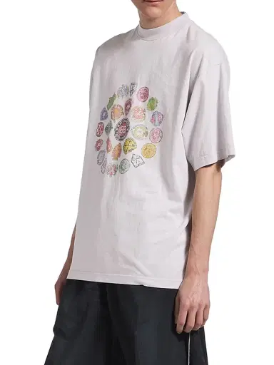 Balenciaga Men's Spiral Crest Medium Fit T-Shirt - Dirty White - Size XXL | Thumbnail 3