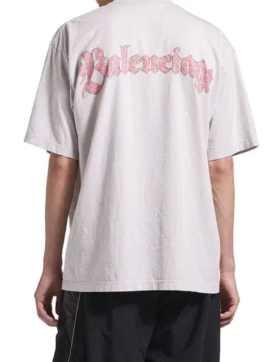 Balenciaga Men's Spiral Crest Medium Fit T-Shirt - Dirty White - Size XXL | Thumbnail 4