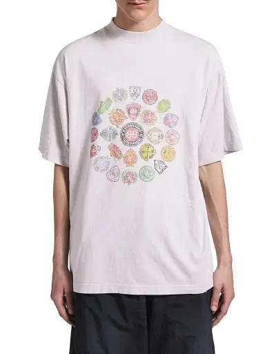 Balenciaga Men's Spiral Crest Medium Fit T-Shirt - Dirty White - Size XXL | Thumbnail 6