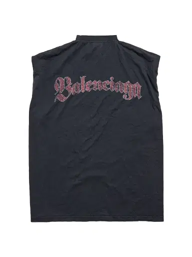 Balenciaga Men's Spiral Crest Sleeveless T-Shirt - Black Faded | Thumbnail 2