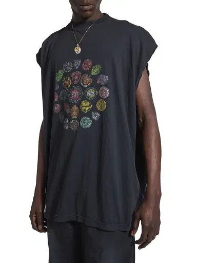 Balenciaga Men's Spiral Crest Sleeveless T-Shirt - Black Faded | Thumbnail 3