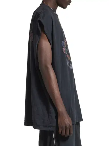 Balenciaga Men's Spiral Crest Sleeveless T-Shirt - Black Faded | Thumbnail 5