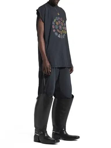 Balenciaga Men's Spiral Crest Sleeveless T-Shirt - Black Faded | Thumbnail 6