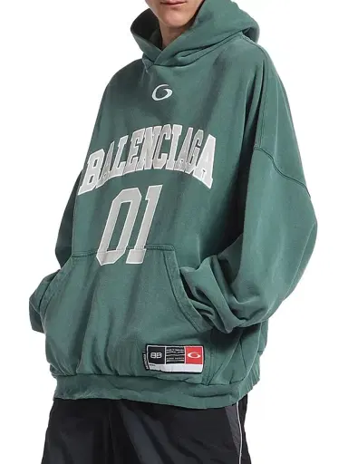 Balenciaga Men's Basketball Fit Hoodie - Dark Green | Thumbnail 3