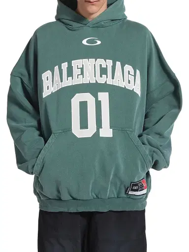 Balenciaga Men's Basketball Fit Hoodie - Dark Green | Thumbnail 6