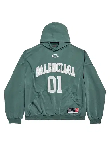 Balenciaga Men's Basketball Fit Hoodie - Dark Green | Thumbnail 1