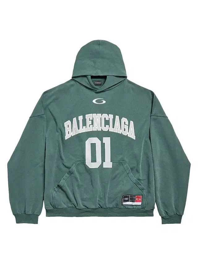 Balenciaga Men's Basketball Large Fit Hoodie - Dark Green