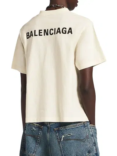 Balenciaga Women's Back T Shirt Medium Fit - Cream - Size XL | Thumbnail 3