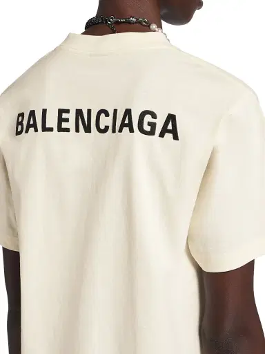 Balenciaga Women's Back T Shirt Medium Fit - Cream - Size XL | Thumbnail 5