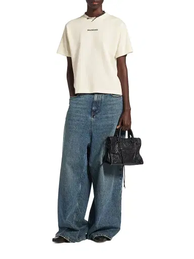 Balenciaga Women's Back T Shirt Medium Fit - Cream - Size XL | Thumbnail 6