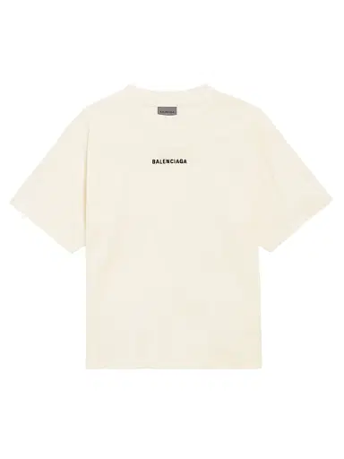 Balenciaga Women's Back T Shirt Medium Fit - Cream - Size XL | Thumbnail 1
