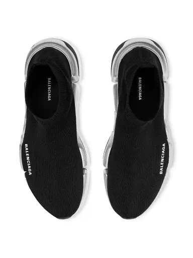 Balenciaga Men's Speed 2.0 Recycled Knit Sneakers - Black Silver - Size 11 | Thumbnail 6