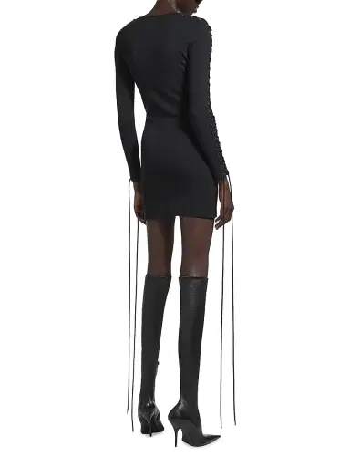 Balenciaga Women's Lace-up Long Sleeve Dress - Black - Size Large | Thumbnail 4 Balenciaga Women's Lace-up Long Sleeve Dress - Black - Size Large | Thumbnail 4