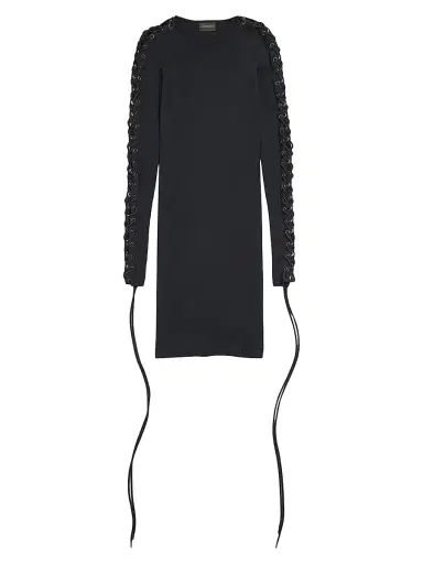 Balenciaga Women's Lace-up Long Sleeve Dress - Black - Size Large | Thumbnail 1 Balenciaga Women's Lace-up Long Sleeve Dress - Black - Size Large | Thumbnail 1