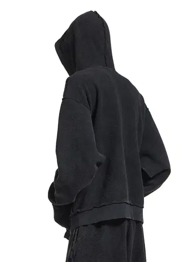 Balenciaga Men's 3B Sports Icon Inside-Out Zip-Up Hoodie - Black Faded - Size Large | Thumbnail 5