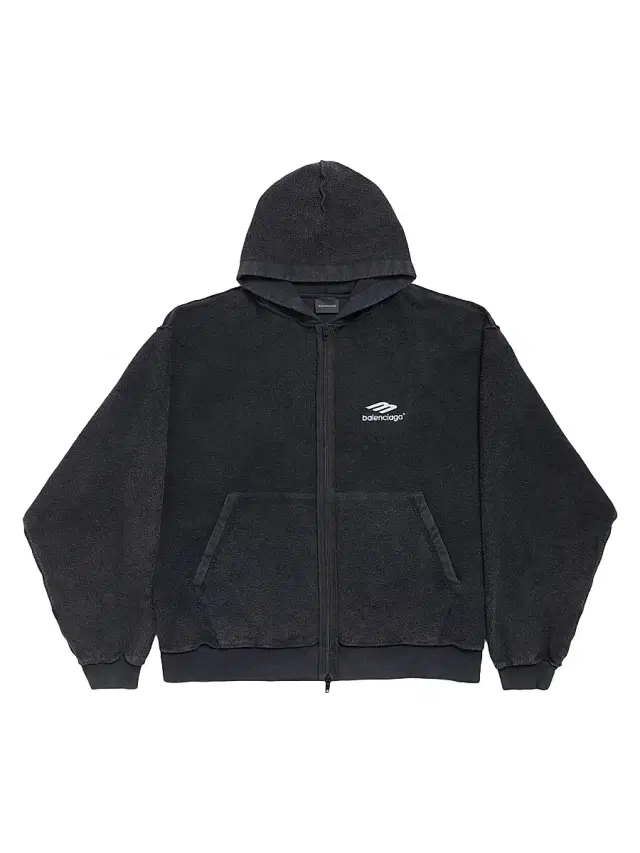 Balenciaga Men's 3B Sports Icon Inside-Out Zip-Up Hoodie - Black Faded