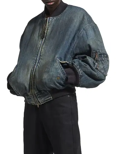 Balenciaga Women's Standard Denim Bomber - Blue - Size XL | Thumbnail 3