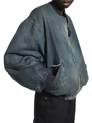 Balenciaga Women's Standard Denim Bomber - Blue - Size XL | Thumbnail 6