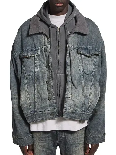 Balenciaga Men's Layered Lined Denim Jacket - Blue - Size Medium | Thumbnail 3 Balenciaga Men's Layered Lined Denim Jacket - Blue - Size Medium | Thumbnail 3