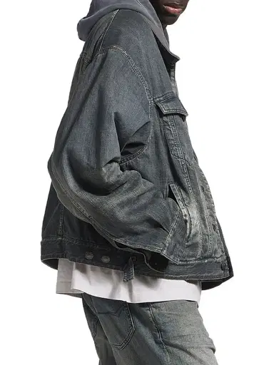 Balenciaga Men's Layered Lined Denim Jacket - Blue - Size Medium | Thumbnail 4 Balenciaga Men's Layered Lined Denim Jacket - Blue - Size Medium | Thumbnail 4