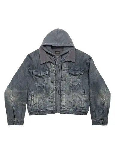 Balenciaga Men's Layered Lined Denim Jacket - Blue - Size Medium | Thumbnail 1 Balenciaga Men's Layered Lined Denim Jacket - Blue - Size Medium | Thumbnail 1