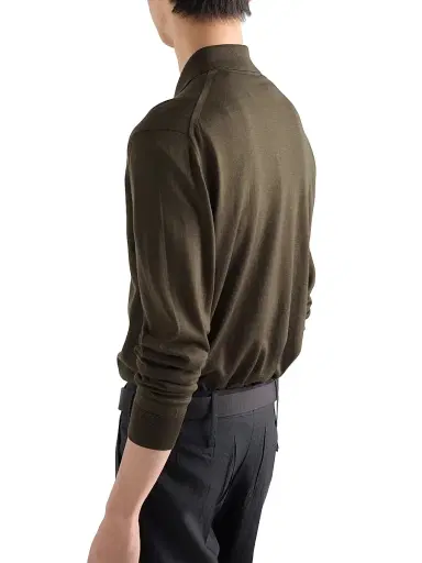 Prada Men's Worsted Wool Polo Shirt - Green - Size 48 | Thumbnail 3 Prada Men's Worsted Wool Polo Shirt - Green - Size 48 | Thumbnail 3