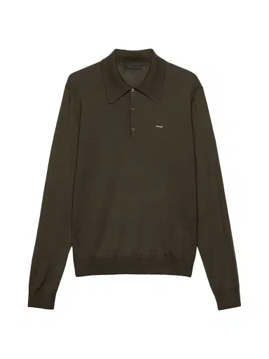 Prada Men's Worsted Wool Polo Shirt - Green - Size 48 | Thumbnail 1 Prada Men's Worsted Wool Polo Shirt - Green - Size 48 | Thumbnail 1