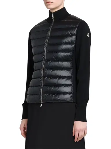 Moncler Women's Padded Down Knit Wool Cardigan - Black - Size XL | Thumbnail 3 Moncler Women's Padded Down Knit Wool Cardigan - Black - Size XL | Thumbnail 3