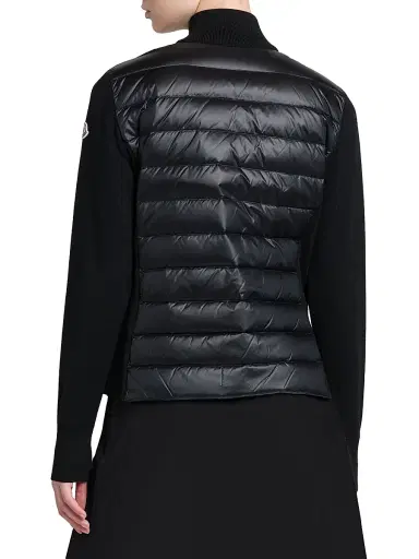 Moncler Women's Padded Down Knit Wool Cardigan - Black - Size XL | Thumbnail 4 Moncler Women's Padded Down Knit Wool Cardigan - Black - Size XL | Thumbnail 4