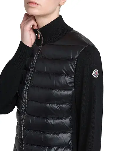 Moncler Women's Padded Down Knit Wool Cardigan - Black - Size XL | Thumbnail 5 Moncler Women's Padded Down Knit Wool Cardigan - Black - Size XL | Thumbnail 5