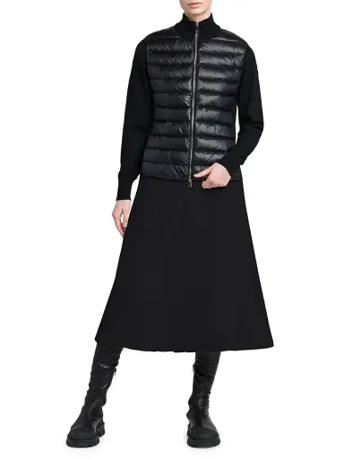 Moncler Women's Padded Down Knit Wool Cardigan - Black - Size XL | Thumbnail 6 Moncler Women's Padded Down Knit Wool Cardigan - Black - Size XL | Thumbnail 6