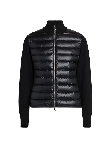 Moncler Women's Padded Down Knit Wool Cardigan - Black - Size XL | Thumbnail 1 Moncler Women's Padded Down Knit Wool Cardigan - Black - Size XL | Thumbnail 1