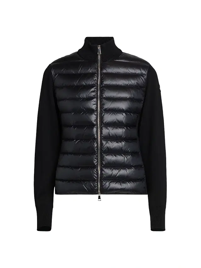 Moncler Women's Padded Down Knit Wool Cardigan - Black