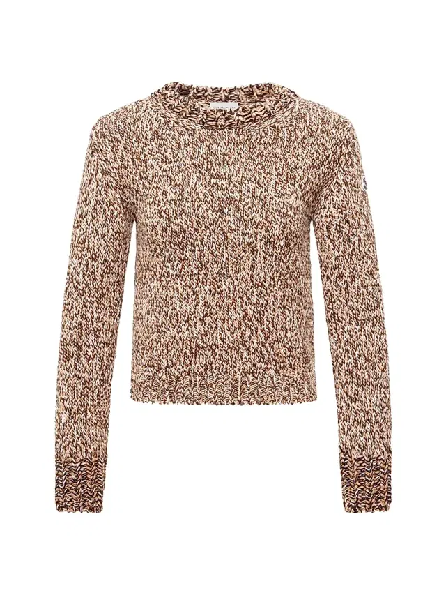 Women's Crewneck Sweater in Mouline Wool - Brown