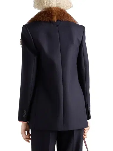 Prada Women's Single-Breasted Chevron Jacket - Blue - Size 6 | Thumbnail 3