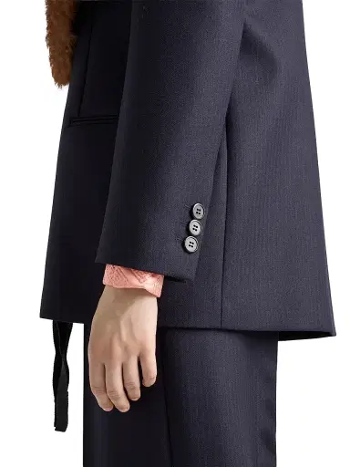 Prada Women's Single-Breasted Chevron Jacket - Blue - Size 6 | Thumbnail 4