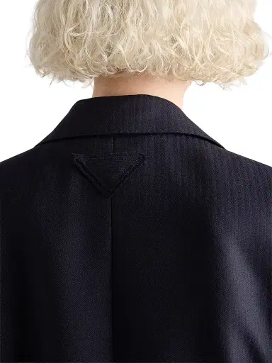Prada Women's Single-Breasted Chevron Jacket - Blue - Size 6 | Thumbnail 5