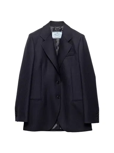 Prada Women's Single-Breasted Chevron Jacket - Blue - Size 6 | Thumbnail 1