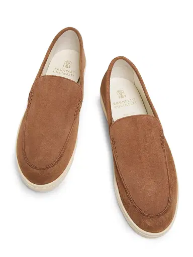 Brunello Cucinelli Men's Leather Slip-On Loafers - Medium Brown - Size 11.5 | Thumbnail 4 Brunello Cucinelli Men's Leather Slip-On Loafers - Medium Brown - Size 11.5 | Thumbnail 4