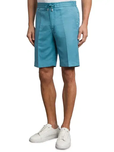 Stefano Ricci Men's Refined Linen-Silk Bermuda Shorts - Blue - Size 40 | Thumbnail 2
