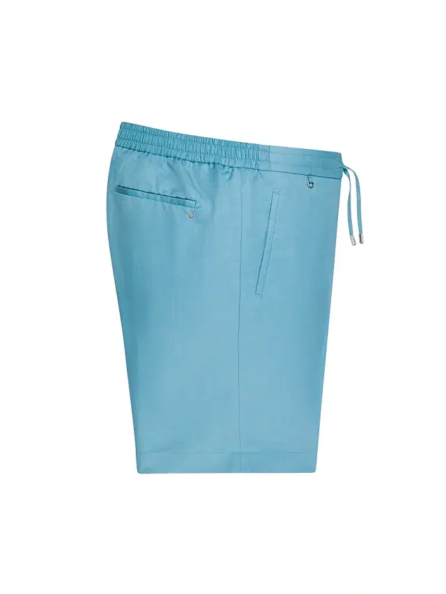 Men's Refined Linen-Silk Bermuda Shorts - Blue