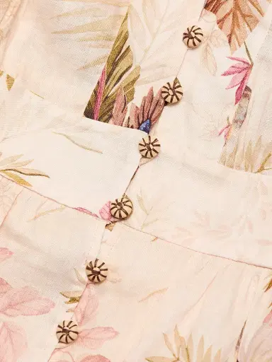 Zimmermann Women's Ascension Plunge Midi-Dress - Cream Palm Floral | Thumbnail 7 Zimmermann Women's Ascension Plunge Midi-Dress - Cream Palm Floral | Thumbnail 7