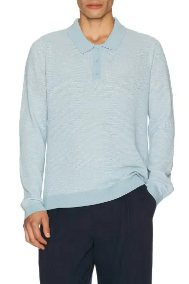 onia Cotton Textured Knit Long Sleeve Polo | Thumbnail 3