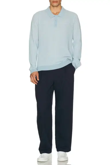 onia Cotton Textured Knit Long Sleeve Polo | Thumbnail 4