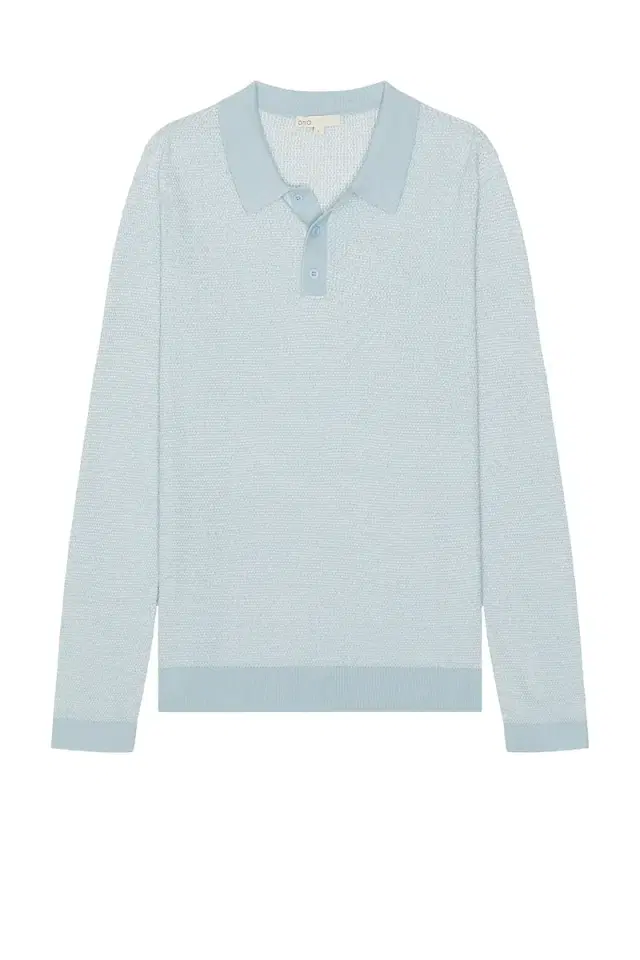 onia Cotton Textured Knit Long Sleeve Polo