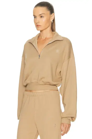 ÉTERNE Cropped Half Zip Sweatshirt | Thumbnail 2