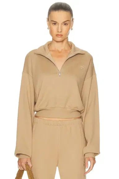 ÉTERNE Cropped Half Zip Sweatshirt | Thumbnail 1